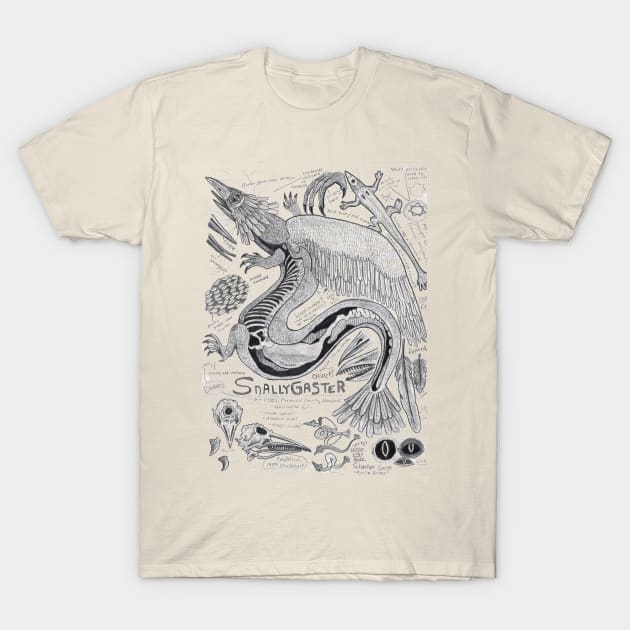 EgertronPuck's Snallygaster Gray Anatomy Illustration T-Shirt by Ballyraven